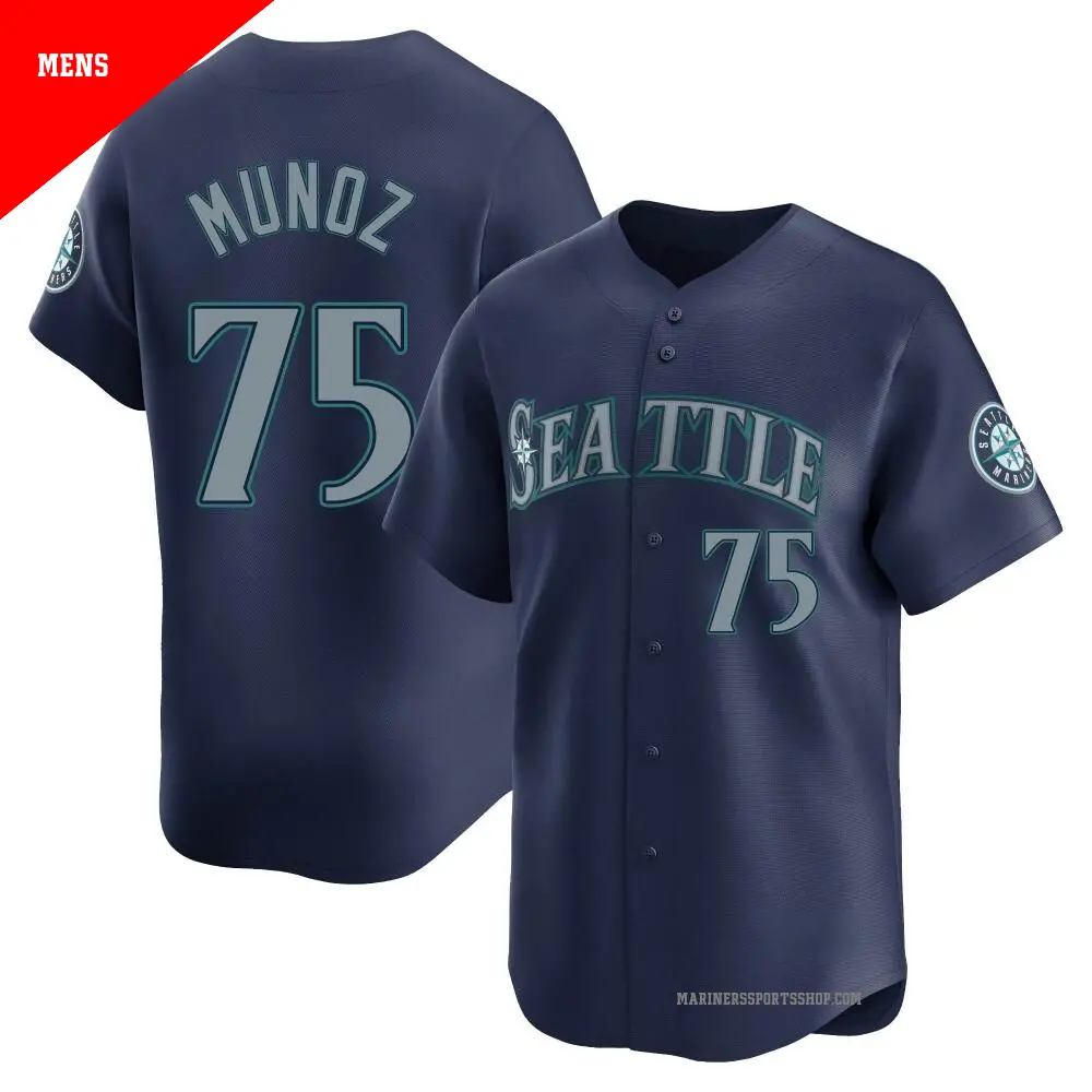 Men's ＃75 Andres Munoz Seattle Mariners Navy Limited Road Jersey