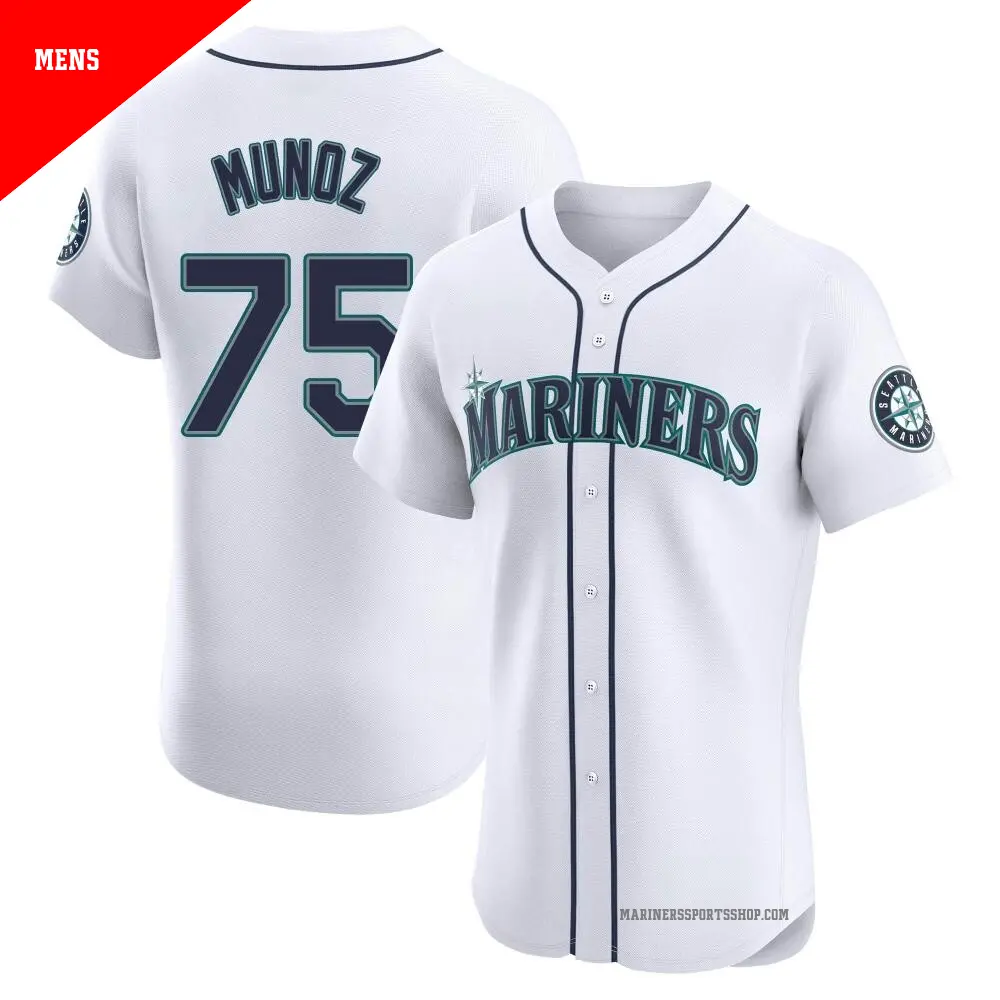 Men's ＃75 Andres Munoz Seattle Mariners White Elite Home Jersey