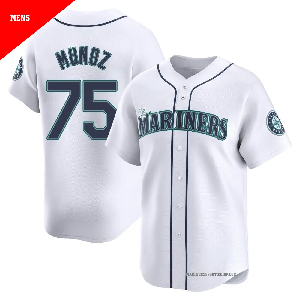 Men's ＃75 Andres Munoz Seattle Mariners White Limited Home Jersey