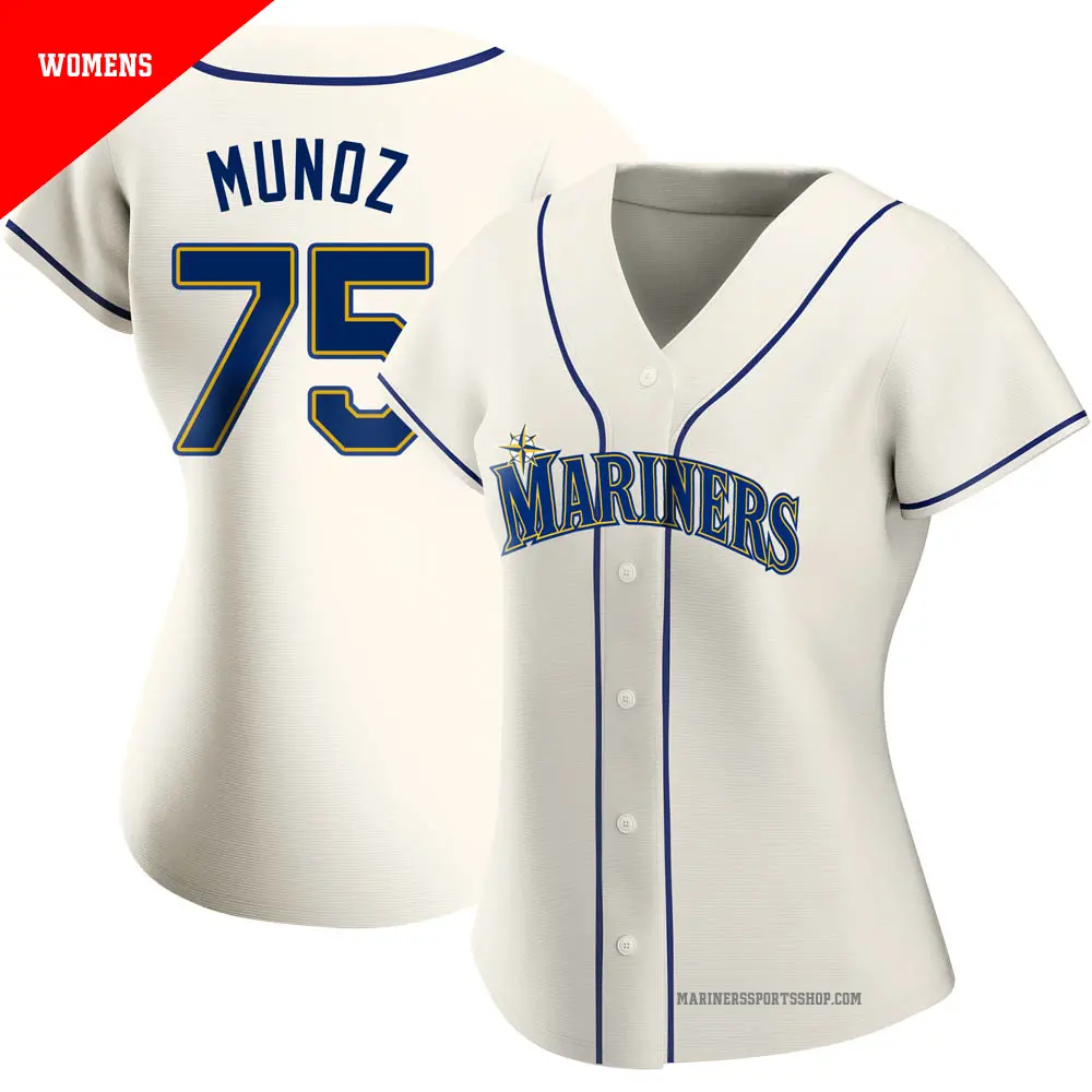 Women's ＃75 Andres Munoz Seattle Mariners Cream Replica Alternate Jersey