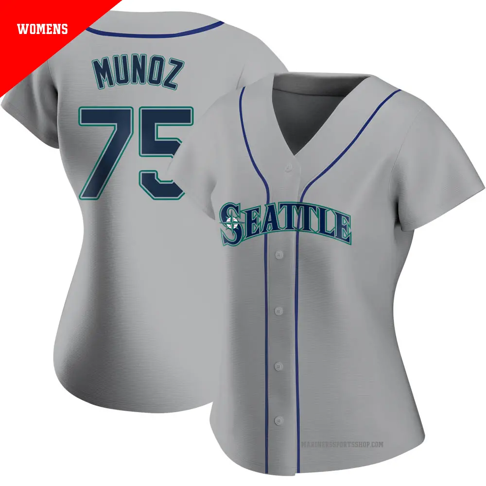 Women's ＃75 Andres Munoz Seattle Mariners Gray Authentic Road Jersey