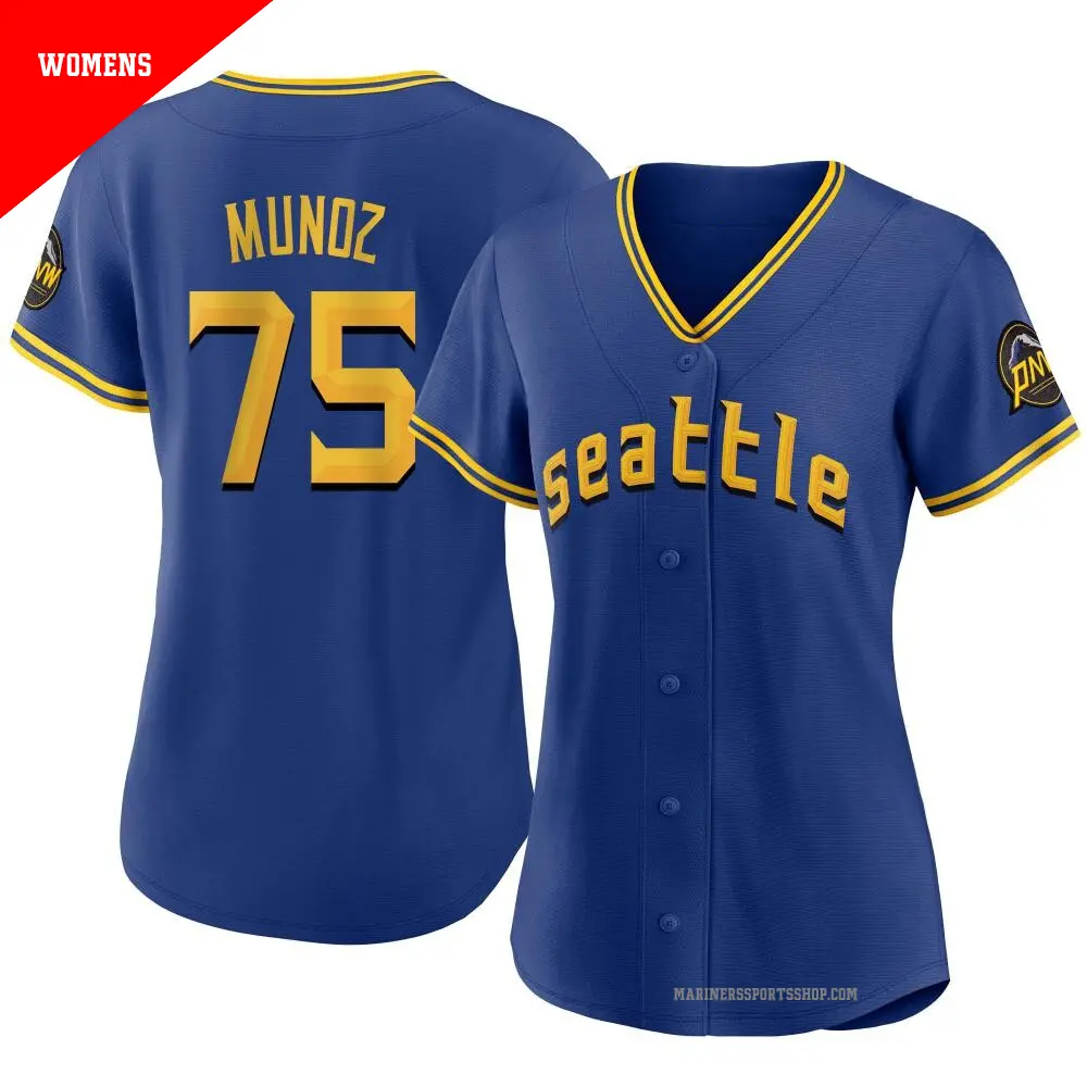 Women's ＃75 Andres Munoz Seattle Mariners Royal Authentic 2023 City Connect Jersey