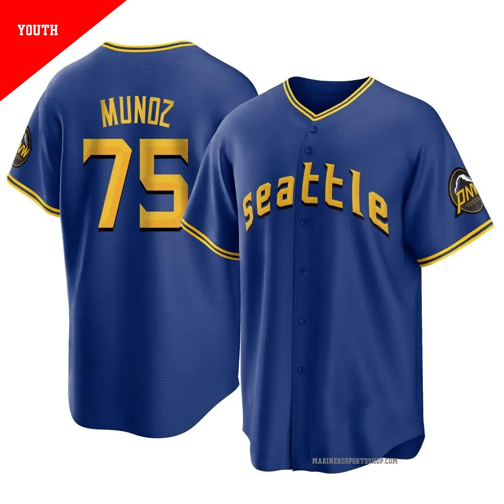Youth ＃75 Andres Munoz Seattle Mariners Royal Replica 2023 City Connect Jersey