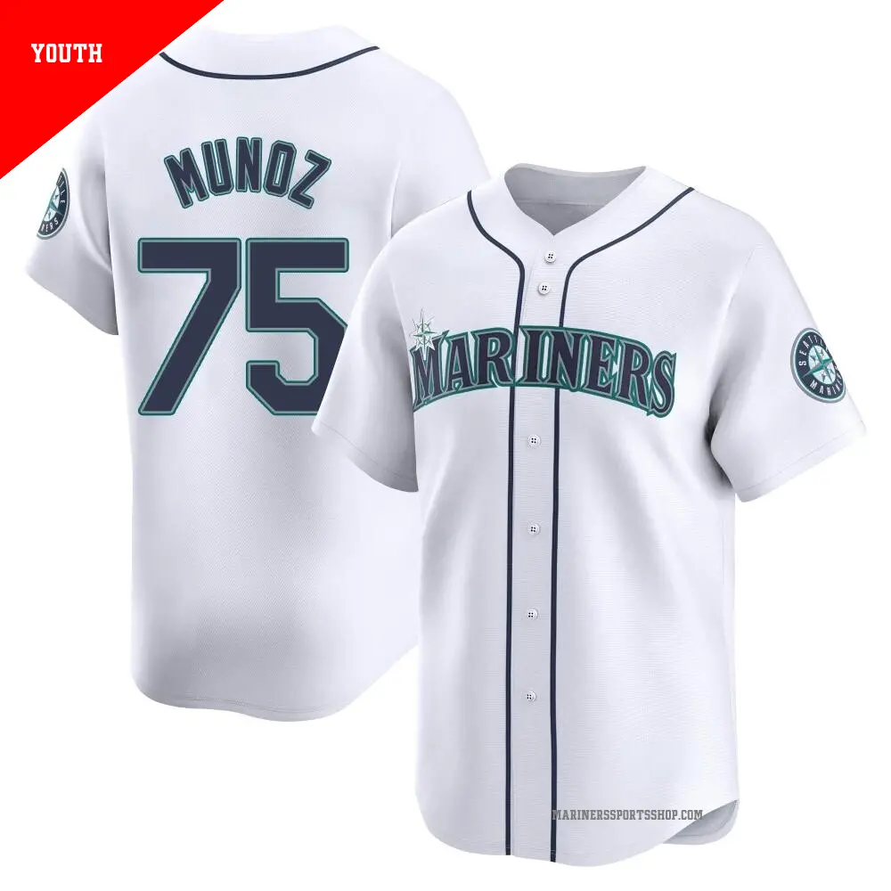 Youth ＃75 Andres Munoz Seattle Mariners White Limited Home Jersey